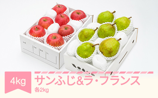 【先行予約】りんご サンふじ 2kg ラ・フランス 2kg 計4kg 令和8年産 2026年産 山形県産 果物 ラフランス リンゴ 林檎 セット ns-rilax4