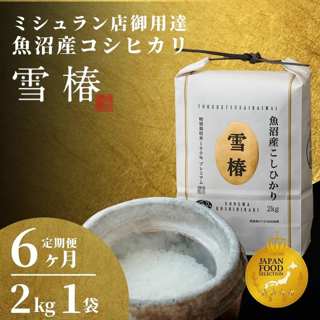 【令和8年産先行予約】 6ヶ月定期便 魚沼産コシヒカリ 雪椿 2kg×1袋 特別栽培 | 魚沼 津南町