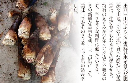 鶴岡産 孟宗缶詰め（たけのこ水煮）2個セット　【令和8年産孟宗使用】　かなでファーム | 孟宗 缶詰 たけのこ 水煮 アク抜き不要 下処理不要 手軽 時短 やわらかい 美味しさそのまま 煮物 孟宗汁 
