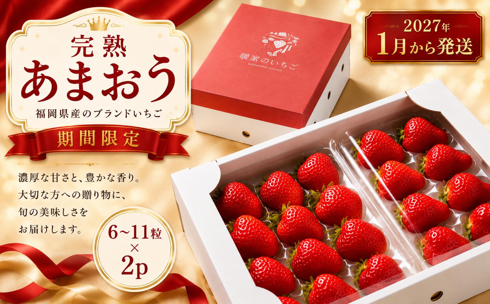 
                  【2027年1月から発送予定】先行予約! 数量限定 福岡産 あまおう  ichigo strawberry  6粒～11粒×2パック セット いちご 苺 イチゴ フルーツ 果物 くだもの 春 旬 福岡 九州 福岡県 川崎町  
                