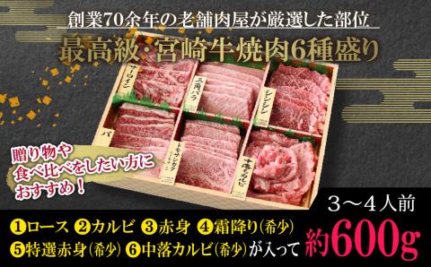 宮崎牛特選食べ比べ焼肉6点盛り<合計600>