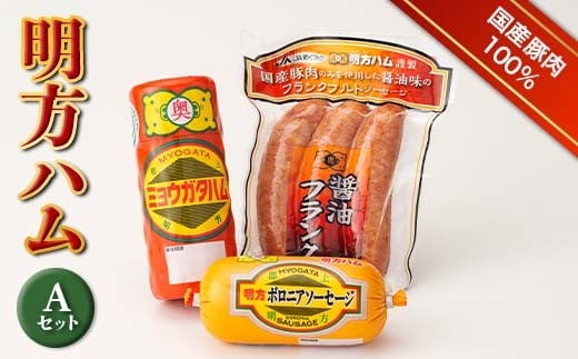 
            明方ハム Aセット ソーセージ ハム フランクフルト 詰め合わせ 計860g 国産 豚肉 岐阜県 坂祝町 さかほぎ F6M-017
          