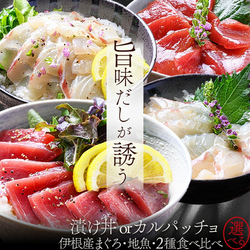 【ふるさと納税】【海鮮 漬け丼・カルパッチョ 詰め合わせ 】京都 丹後の地魚 伊根マグロ 食べ比べ 「魚の旨味だし漬け丼」「旨味だし和えカルパッチョ」5食セット（特製追いタレ付）個包装 時短 簡単調理 京都 京丹後 ふるさと納税 海鮮 魚