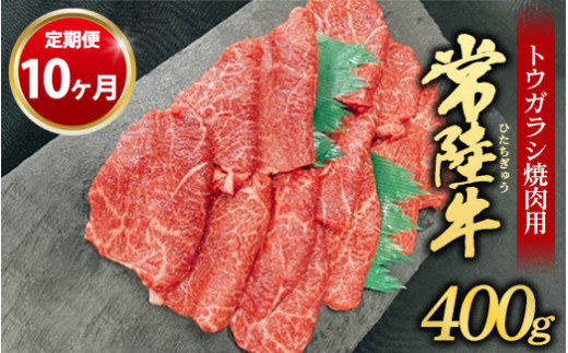 
【定期便 10ヶ月】【希少部位】常陸牛トウガラシ焼肉用400g
