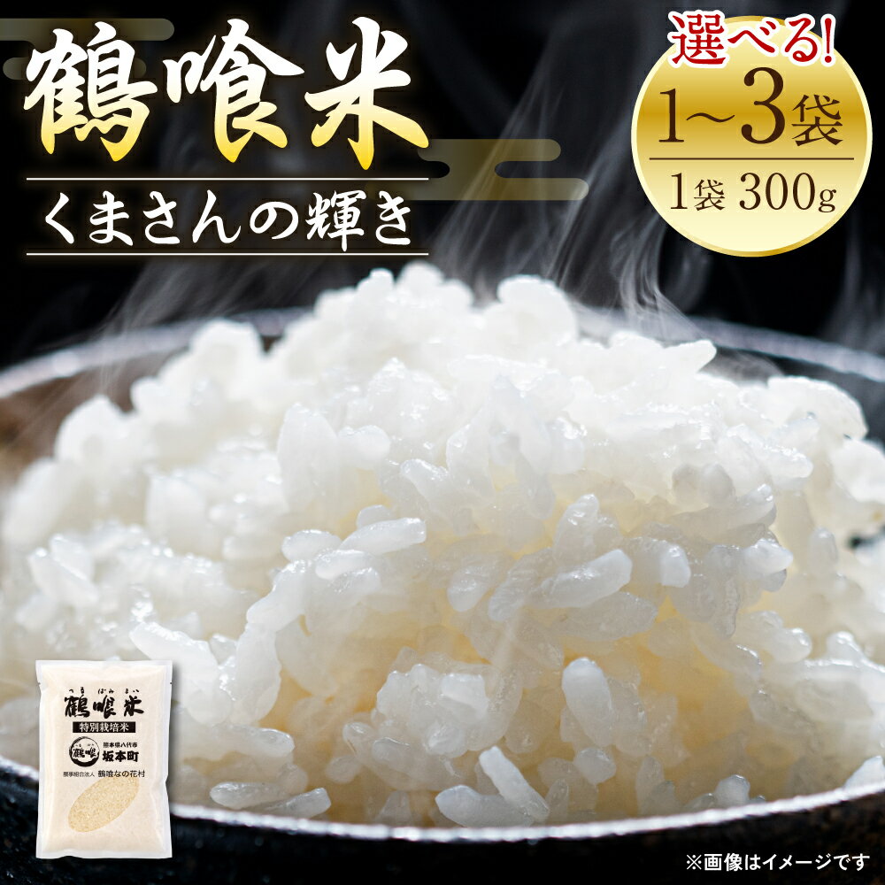 【ふるさと納税】【選べる内容量】《令和7年産》 鶴喰米 精米300g(2合分) ×1袋～3袋 合計300g～900g くまさんの輝き お米 米 白米 精米 ご飯 熊本県産 国産 食べきりサイズ ポスト投函 送料無料