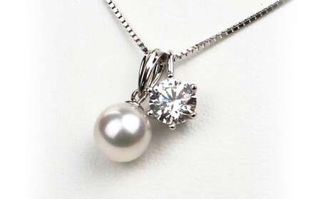 花珠真珠 キュービックジルコニア 2Wayペンダント パール アクセサリー （866）