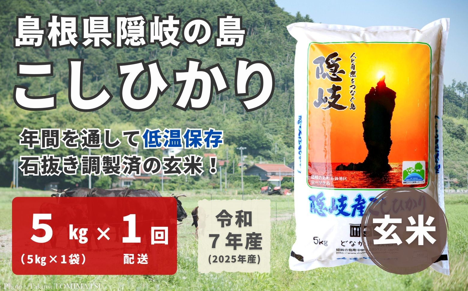 
                  1704　【令和7年産】隠岐産 こしひかり 玄米 5kg（5kg×1 袋）
                