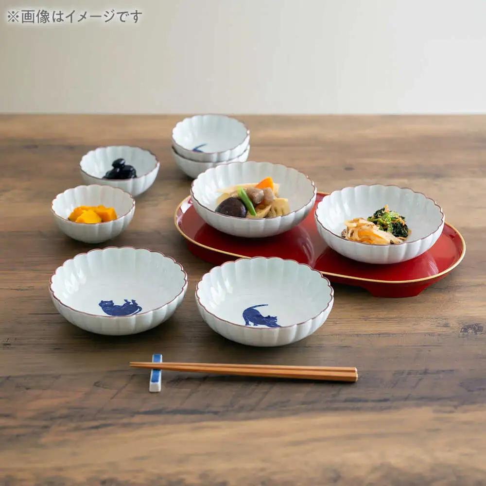 【波佐見焼】呉須猫 菊割小鉢 柄違い4点セット【西海陶器】[OA506]