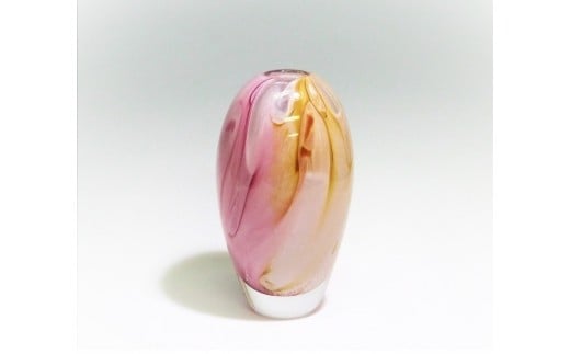 
[5.2-145]　スウェーデンガラス　花器「ドリーム」ピンク／イエロー
