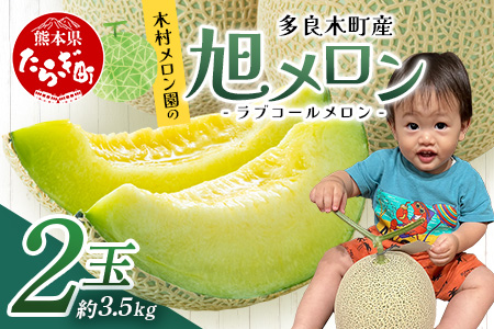 【2026年分 予約】先行予約 「旭メロン (品種：ラブコールメロン）」2玉 (合計約3.5kg以上) 2026年6月中旬～発送開始【 ごほうび めろん 青肉 メロン 大玉 たっぷり 果汁 果物 フルーツ ギフト 】