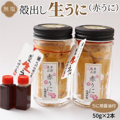 ふるさと納税 天草市 【先行受付・指定日必須】殻出し生うに(赤うに)50g×2本 うに用醤油付_S002-023