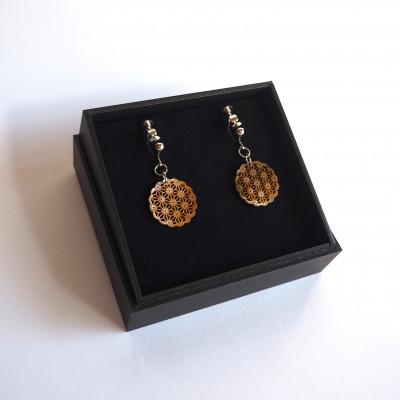 ふるさと納税 大和高田市 茶蝶貝のレース彫刻「麻」イヤリング |  | 03