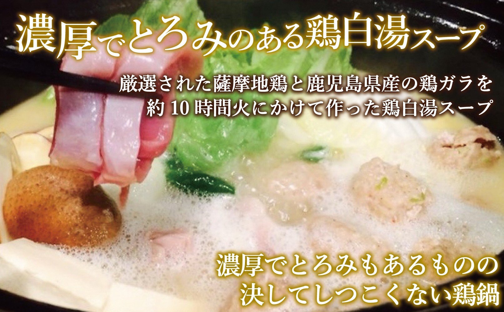 薩摩地鶏 わげんや 鶏白湯スープ 薩摩地鶏の白鍋セット