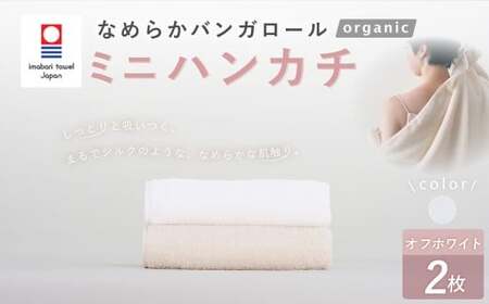 【オフホワイト】 【今治タオルブランド認定】 なめらかバンガロールorganic ミニハンカチ 2枚セット 25cm×25cm 