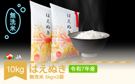 【先行予約】新米 米 ふるさと応援米 10kg 5kg×2 はえぬき 無洗米 令和7年産 2025年10月中旬から11月下旬順次発送 ja-hamxa10-fo10bto11c