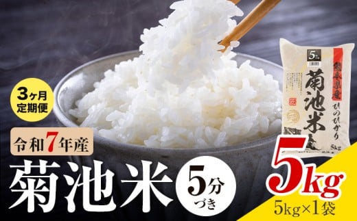 【3ヶ月定期便】令和7年産 熊本県産 菊池米 5分づき 5kg 1袋5kg 株式会社くまもとごはん 《お申込み翌月に出荷予定》米 お米 令和7年産 九州産 熊本県産  送料無料