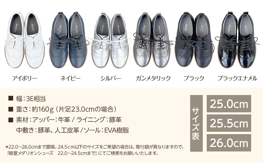 軽量メダリオンシューズ　【シルバー / サイズ　25.5センチ】