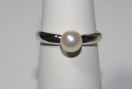 【020-127】真珠の里　シンプル　シルバーパールリング*