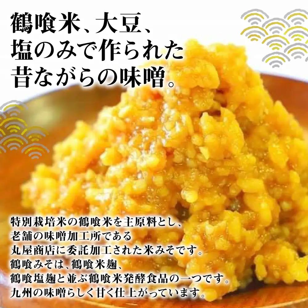鶴喰みそ 3kg (1kg×3袋 合計3kg) 熊本県 八代市産 つるばみ 味噌 米味噌 米みそ