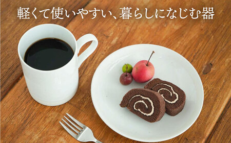 【美濃焼】[軽量食器] TLPリムバンド ホワイト マグ×2個  ケーキ皿×2枚    ペアセット【井澤コーポレーション】食器 プレート マグカップ [TBP106]