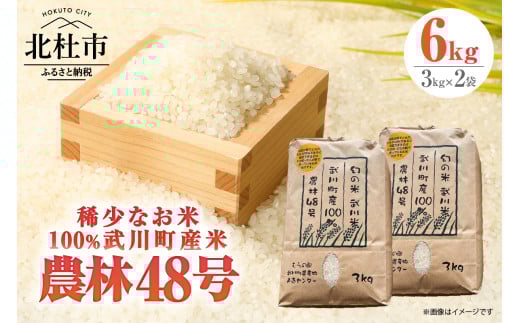 【令和7年度新米先行予約】【令和7年度米】山梨最大の米処　北杜市武川町産　幻の米　農林48号3kg×2袋 新米 計6kg  粘り 甘味 冷めても美味しい