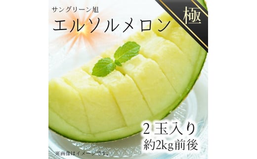 ＼糖度なんと18度以上！／ 品質が見える メロン 【極】等級 エルソルメロン 2玉入り／約2kg前後 ｜メロン エルソルメロン おすすめ 人気 国産 茨城 鉾田 サングリーン旭 極 旬 プレゼント 贈り物 フルーツ 青肉 青 果物 5月以降発送