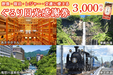 ぐるり日光感謝券【商品券3千円分】｜旅行券 クーポン券 お食事券 旅行 観光 温泉 旅館 ホテル カフェ レジャー施設 地域商品券 チケット 日光市 [0206]