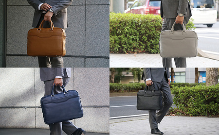 本革姫路レザー　PLS LEATHER　ビジネスブリーフバッグ グレージュ