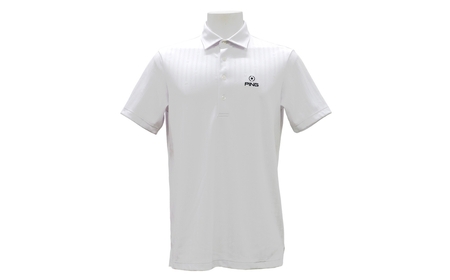 PING ストライプジャカード半袖ポロシャツ ゴルフウェア ピンGOLF 621-6160307【ホワイト/LLサイズ】