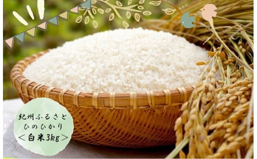 令和6年産 紀州ふるさと ひのひかり 白米3kg