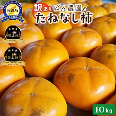 ふるさと納税 佐渡市 【2026年10月以降発送分】訳あり　佐渡島産たねなし柿　10kg(箱の重さ込)　【ばん農園】