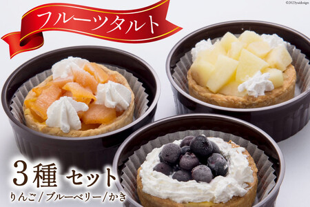 タルトセット りんご・ブルーベリー・かき カスタード タルトセット【各55g×1個 計3個】【冷凍】