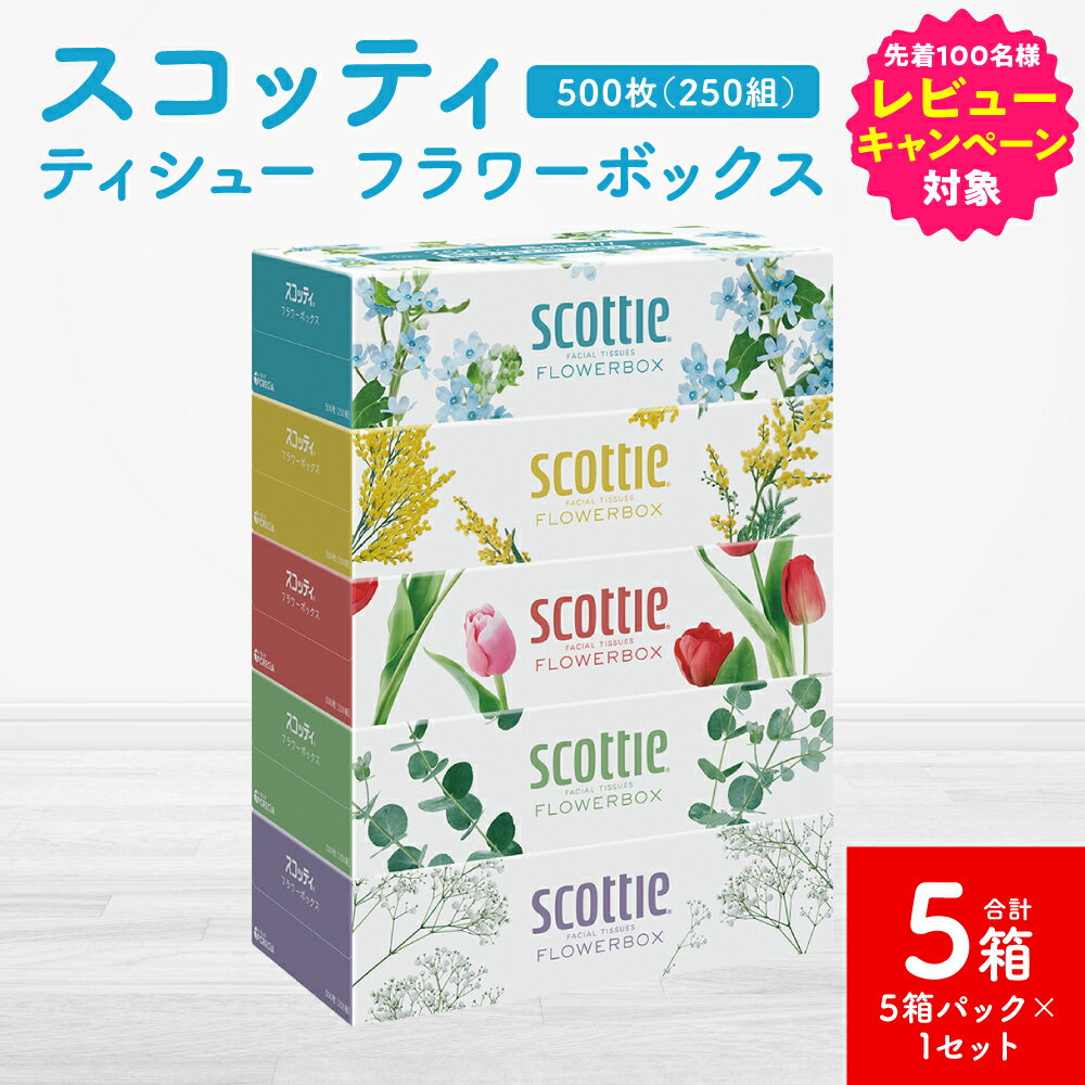 【ふるさと納税】＼レビューキャンペーン開催中／【スコッティ】ティシュー フラワーボックス 250組（5箱パック×1セット 合計5箱）ティッシュ 日用品 生活必需品 送料無料