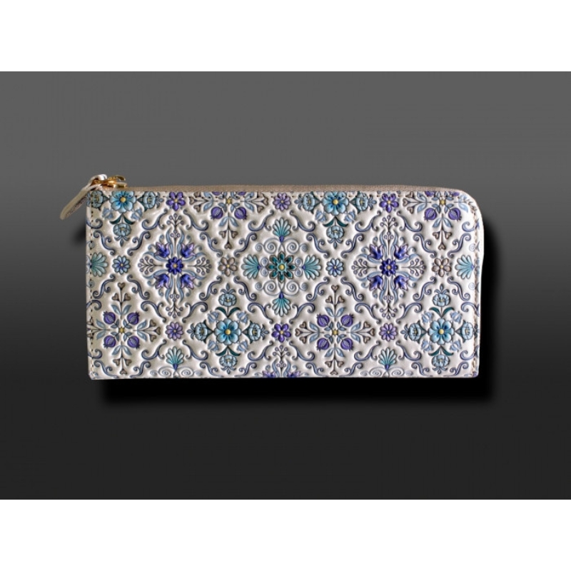 【浅草文庫】L字長財布 オリエント柄(カラー：ブルー)