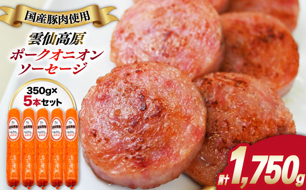 
                  雲仙高原ポークオニオンソーセージ（350g×5本） 長崎県/長崎県農産品流通合同会社 [42AMAE008] ソーセージ ウインナー ハム オニオンソーセージ 豚 ブタ 国産 長崎 おかず つまみ 加工品 にくせん
                