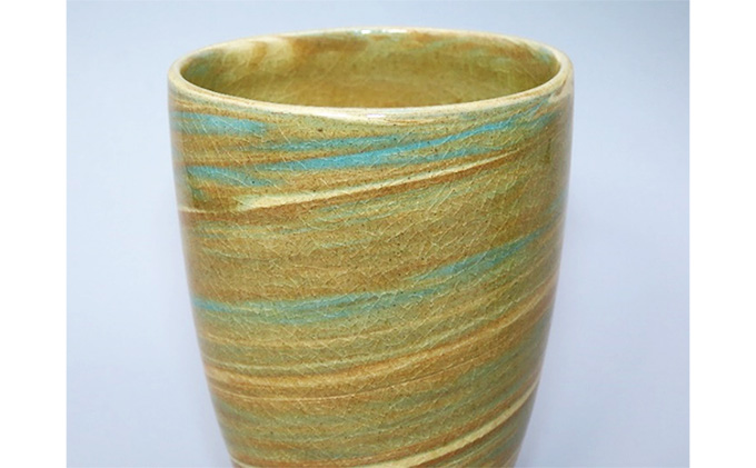 虫明焼 灰釉練込フリーカップ（黒井博史 作）