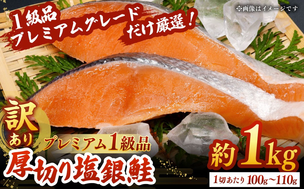 
                  【 訳あり 】 プレミアム1級品 厚切り塩銀鮭 切り身 1kg 鮭 銀鮭 塩鮭 しゃけ シャケ さけ サケ 魚 切身 訳アリ 規格外 不揃い 家庭用 わけあり 弁当 支援 サーモン 厚切 冷凍 バラ冷凍 おかず
                