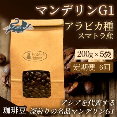 ふるさと納税 福島市 【6回定期便】珈琲 マンデリンG1 アラビカ種 スマトラ産 200g×5袋No.3299