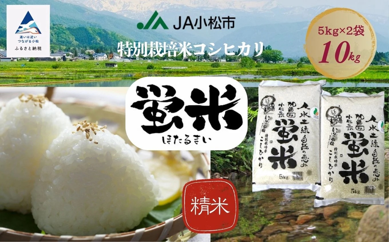 【先行予約】令和8年産【特別栽培米コシヒカリ】蛍米 精米 10kg（5kg×2袋）｜石川県 小松市 ＪＡ小松市