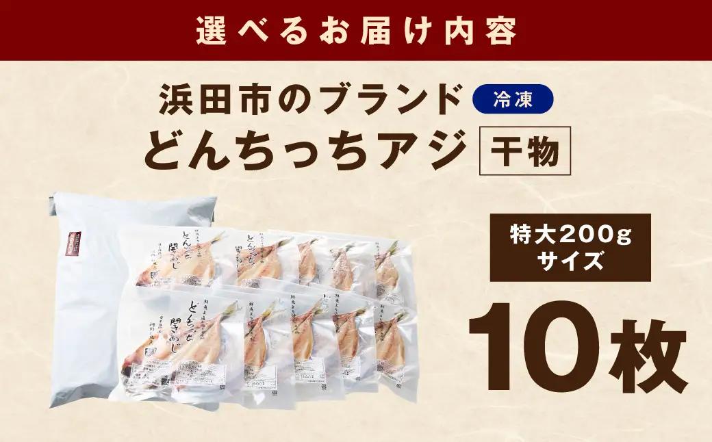 浜田市のブランド「どんちっちアジ」干物特大（200gサイズ）10枚個包装【019_1951】