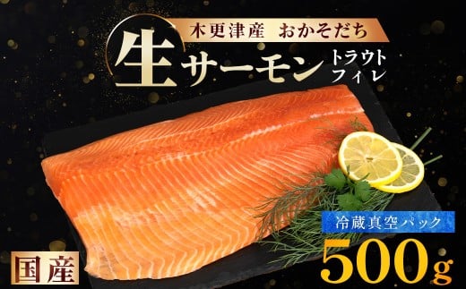 <メディア掲載多数> 国産 おかそだち 生サーモン トラウトフィレ 500g ( 真空パック )  木更津産  KJ008 | サーモン 生サーモン 鮭 さけ サケ シャケ ふるさと納税 真空パック 