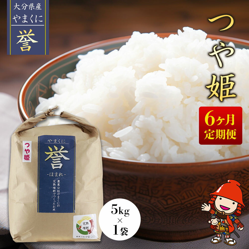 【ふるさと納税】【寄附使途限定】【6ヶ月定期便】九州米・食味コンクール最優秀賞受賞 大分県中津産やまくに誉 つや姫 5kg×1袋 (毎月1回) | お米 米 おこめ こめ 精米 白米 5キロ ご飯 九州産 国産 国産米 大分県米 九州米 定期 定期便 6回定期便 大分県 中津市