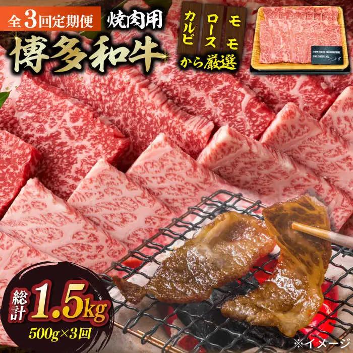【全3回定期便】博多和牛 焼肉用 500g 牛肉 焼肉 [ABBP033]