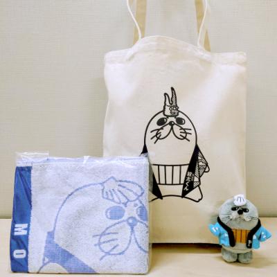 ふるさと納税 紋別市 ゆるキャラ紋太グッズ(トートバック・ぬいぐるみ小、タオル[ブルー])