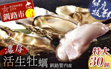 鮮度抜群！釧路管内産濃厚活生牡蠣30個入 ふるさと納税 牡蠣 F4F-0047