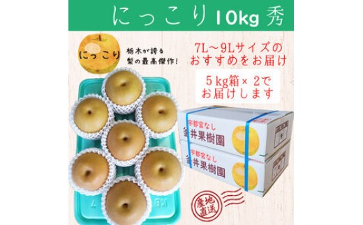
                  にっこり 10kg 12～16玉 ｜ 栃木県産 宇都宮市 梨 なし にっこり フルーツ 果物 ※離島への配送不可 ※2025年10月上旬頃より順次発送予定
                