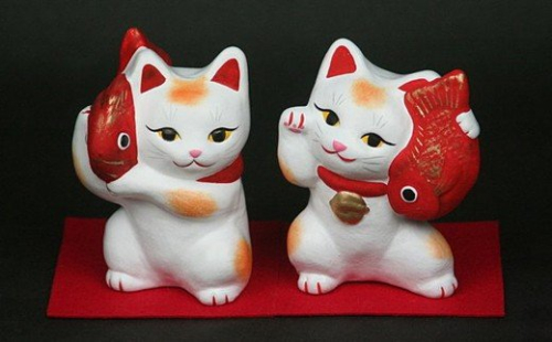 招き猫セット 土人形 人形 招き猫 セット 縁起物 記念品 インテリア 贈り物 【013_1521】