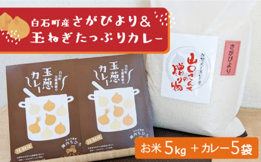 
白石町産 さがびより（白米）5kg＆玉ねぎたっぷりカレー 5袋（レトルト）詰め合わせ【AGUMIGroup（農業女子グループ）】 [IAT002]
