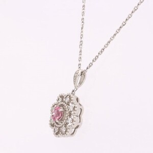 PT999製　パパラチアサファイア/ダイヤモンド　ペンダント　SJ-224