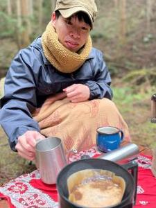 赤外線を吸収して暖かくなる難燃ボアのスライバーニットネックウォーマー_キャメル【G0510】